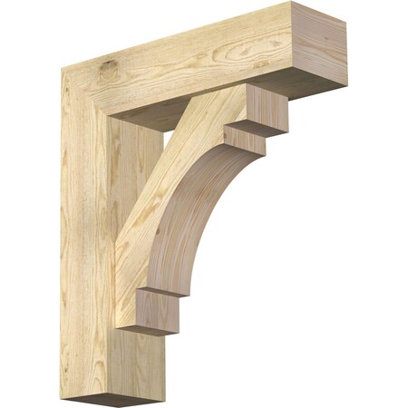 Ekena Millwork Merced Block Rough Sawn Bracket w/ Offset Brace, Douglas Fir, 8"W x 28"D x 32"H BKT0806X28X32MRC05RDF